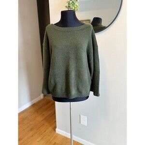 Anthropologie Shae Women’s Sweater Pullover Boat Neck Oversized sleeves Green XS
